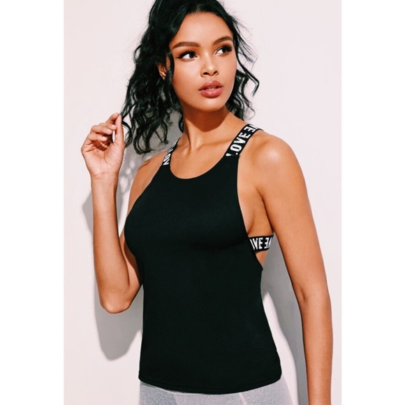 50%off!!! NWT! Urban “LOVE” Tie-up Blk Work-out Top! - Picture 3 of 13